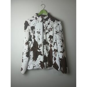 The North Face Summit Series Cow Print Fleece Jacket Brown White XXL Womens